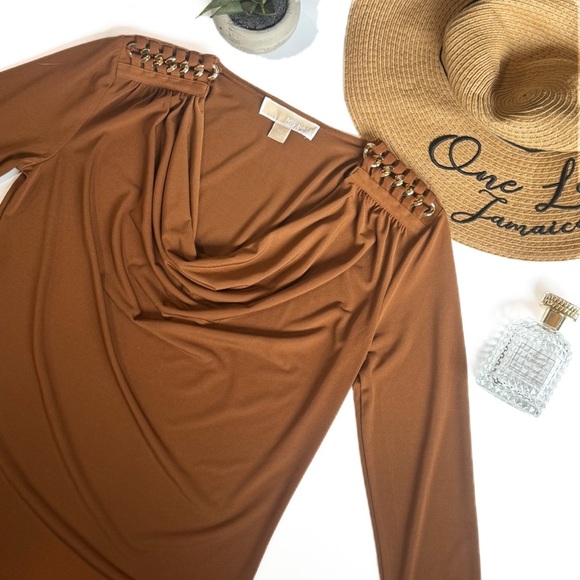 Michael kors chain detail drape neck long sleeve top ❤️ - Picture 2 of 7